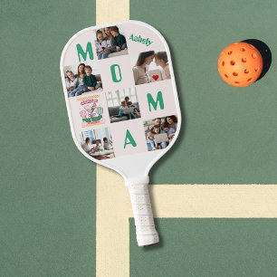 Spaß Personalisiert 6 Fotos Pickleball Mama Lover Pickleball Schläger