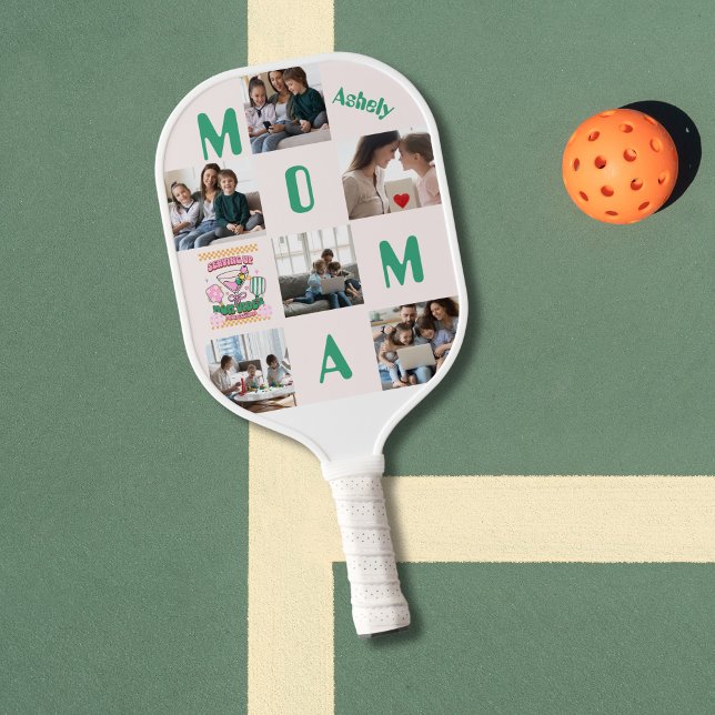 Spaß Personalisiert 6 Fotos Pickleball Mama Lover Pickleball Schläger (Von Creator hochgeladen)