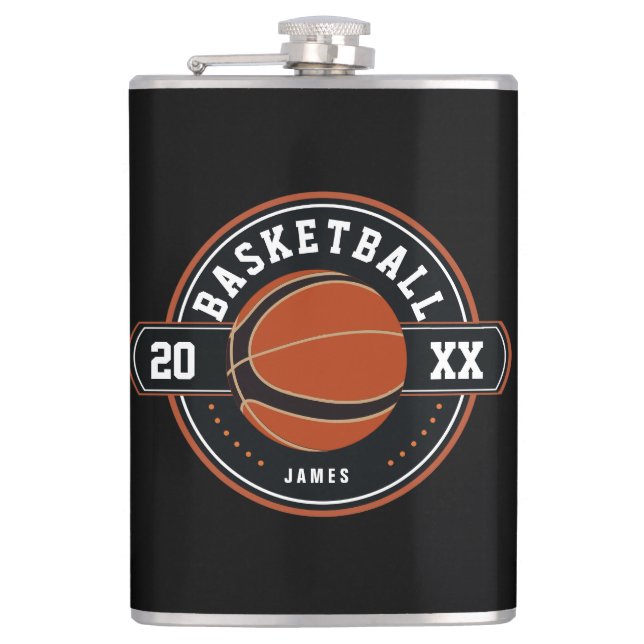 Spaß Personalisiert Basketball Thema Flachmann (Vorderseite)