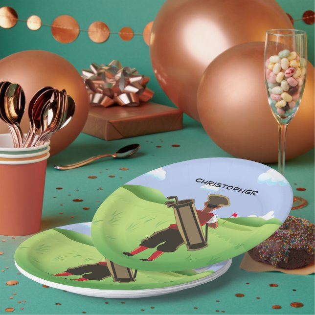 Spaß Personalisiert Golfer auf Golfplatz Pappteller (Multi)