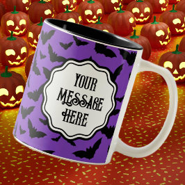 Spaß Personalisiert Halloween Lila Black Bat Zweifarbige Tasse
