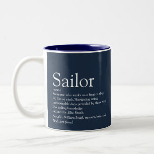 Spaß Personalisiert Sailor Definition Navy Blue Zweifarbige Tasse