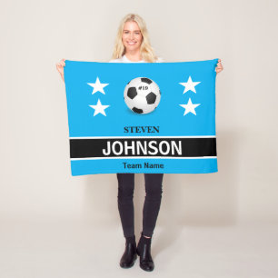 Spaß! ⚽Personalisierte blaue Fußball-Fleece-Decke Fleecedecke
