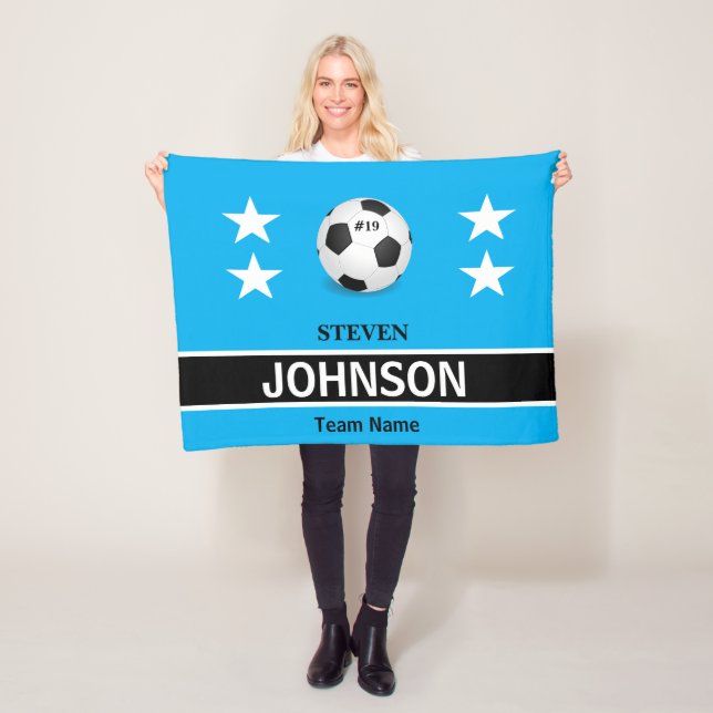Spaß! ⚽Personalisierte blaue Fußball-Fleece-Decke  Fleecedecke (Beispiel)