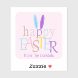 Spaß Personalisierte fröhliche Ostern Bunny Pink Aufkleber