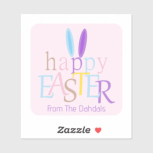 Spaß Personalisierte fröhliche Ostern Bunny Pink Aufkleber