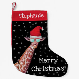 Spaß Personalisierte Giraffe Weihnachtsmannmütze W Kleiner Weihnachtsstrumpf