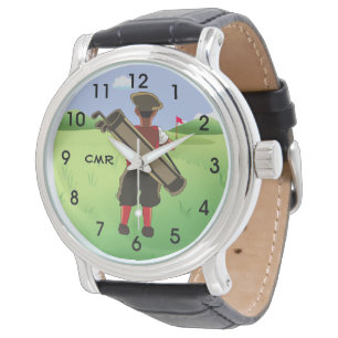 Spaß-personalisierter Golfspieler auf Golfkurs Armbanduhr