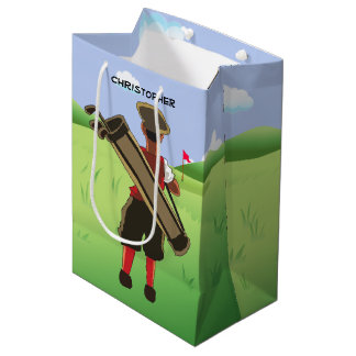 Spaß-personalisierter Golfspieler auf Golfkurs Mittlere Geschenktüte
