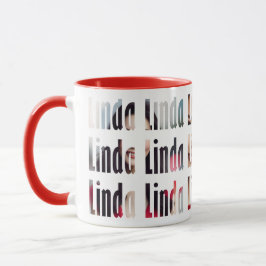 Spaß Personalisierter Name "Linda", 3-Foto-Hinterg Tasse