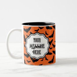 Spaß Personalisiertes Halloween Orange Black Bat Zweifarbige Tasse