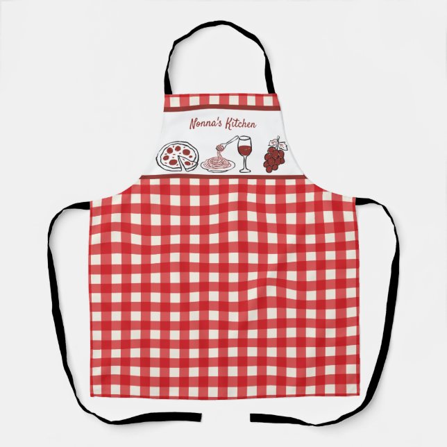 Spaß Personalisiertes Italienisches Rotes Gingham  Schürze (Vorderseite)