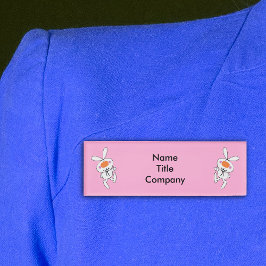 Spaß Pfeifen weiße Bunnies auf Hot Pink Namenschild