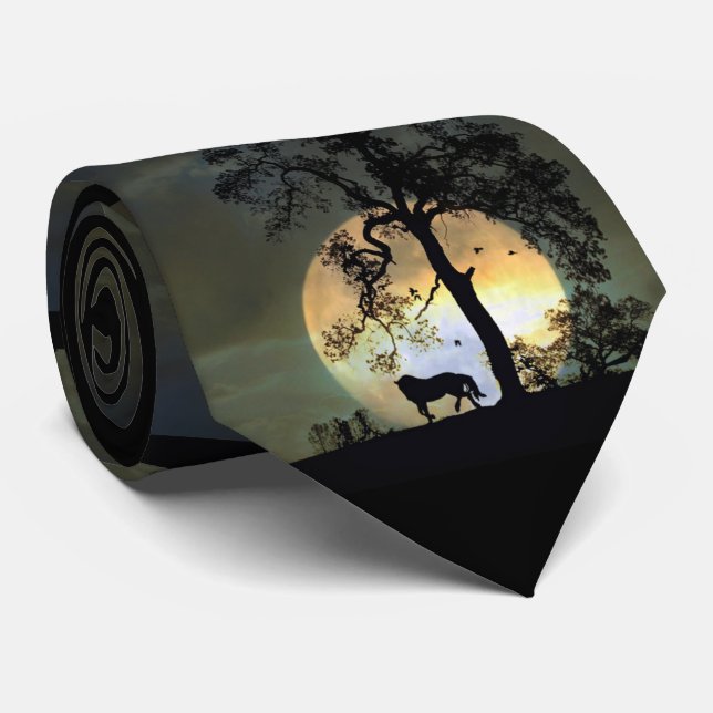 Spaß Pferd und Mond Neck Tie Krawatte (Gerollt)