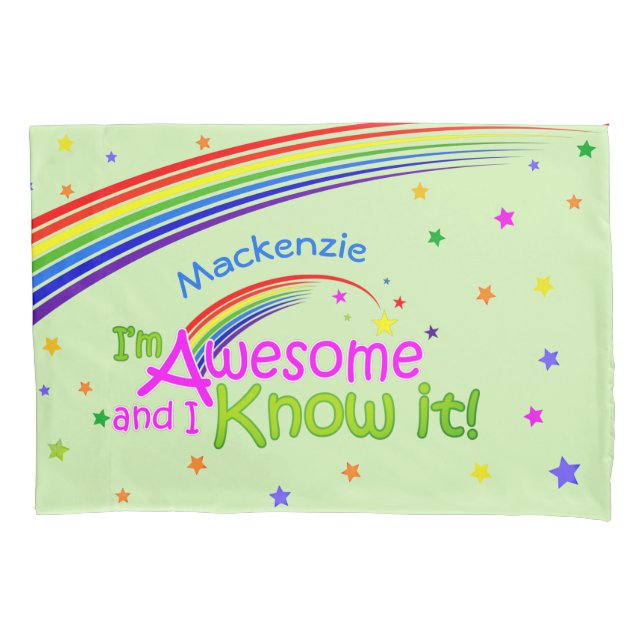 Spaß PHANTASTISCH und ich kenne es mit Rainbow auf Kissenbezug (Vorderseite)