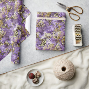 Spaß Pink Violett Lila Faux-Gold-Achat-Kunstmuster Geschenkpapier