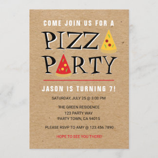 Spaß-Pizza-Party-Geburtstags-Feiereinladung Einladung