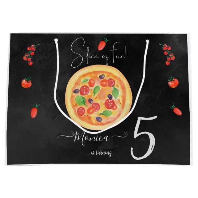Spaß, Pizza zum Geburtstag Große Geschenktüte (Vorderseite)