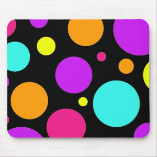 Spaß-Polka-Punkt-Schwarz-orange lila aquamarines Mousepad