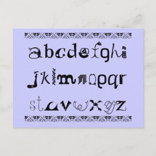 Spaß Postkarte des Alphabets in Englisch