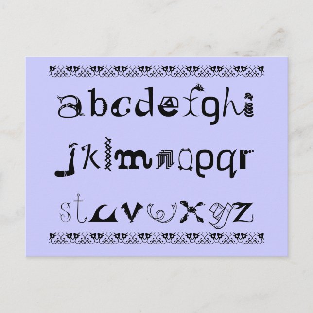 Spaß Postkarte des Alphabets in Englisch (Vorderseite)