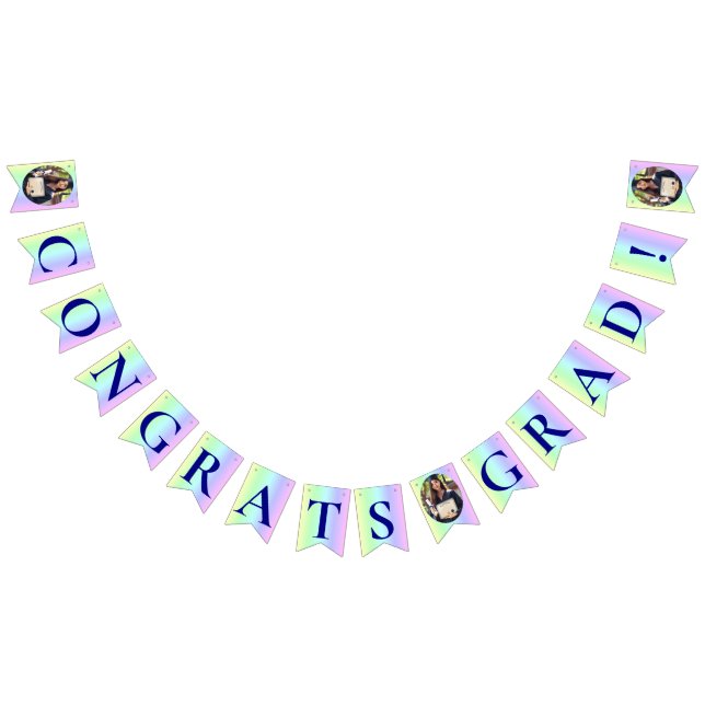 Spaß, Regenbogen Farbige Streifen Abschluss Foto Wimpelkette (Alle)