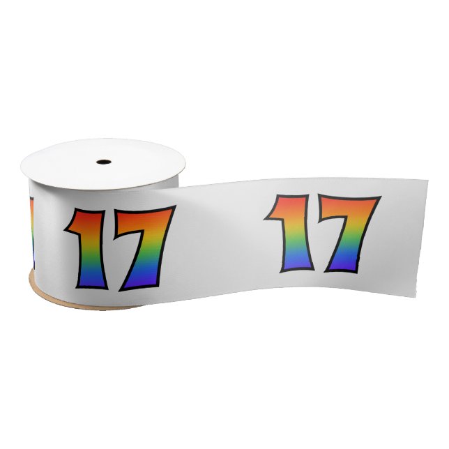 Spaß, Regenbogenmuster "17" Ereignisnummer (grau) Satinband (Spule)