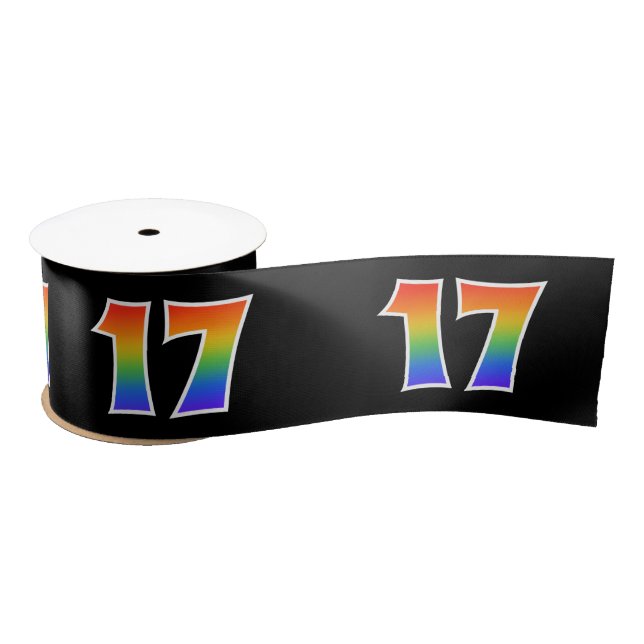 Spaß, Regenbogenmuster "17" Ereignisnummer (schwar Satinband (Spule)