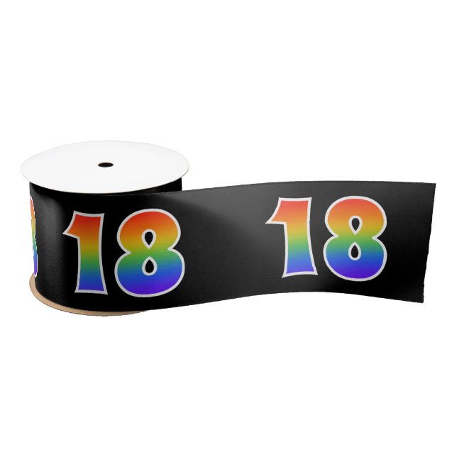 Spaß, Regenbogenmuster "18" Ereignisnummer (schwar Satinband (Spule)