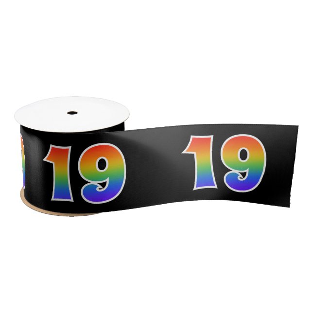 Spaß, Regenbogenmuster "19" Ereignisnummer (schwar Satinband (Spule)