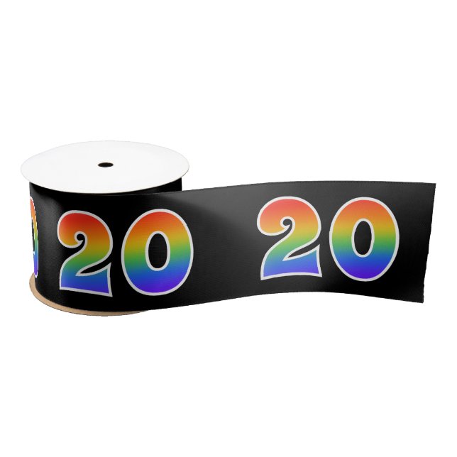 Spaß, Regenbogenmuster "20" Ereignisnummer (schwar Satinband (Spule)