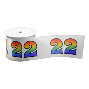 Spaß, Regenbogenmuster "22" Ereignisnummer (grau) Satinband
