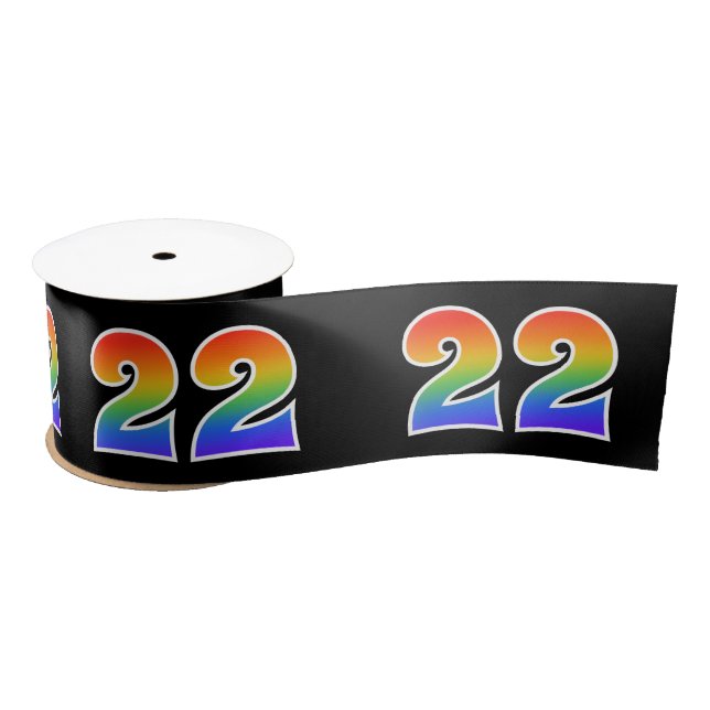 Spaß, Regenbogenmuster "22" Ereignisnummer (schwar Satinband (Spule)