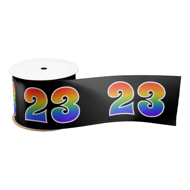 Spaß, Regenbogenmuster "23" Ereignisnummer (schwar Satinband (Spule)