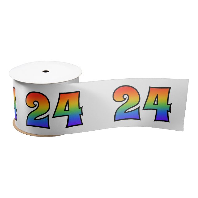 Spaß, Regenbogenmuster "24" Ereignisnummer (grau) Satinband (Spule)