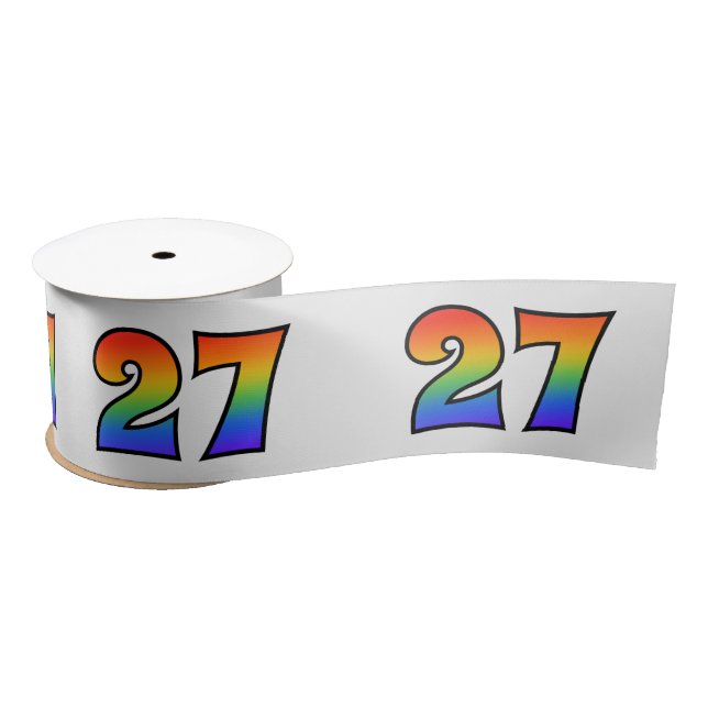 Spaß, Regenbogenmuster "27" Ereignisnummer (grau) Satinband (Spule)