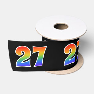 Spaß, Regenbogenmuster "27" Ereignisnummer (schwar Satinband