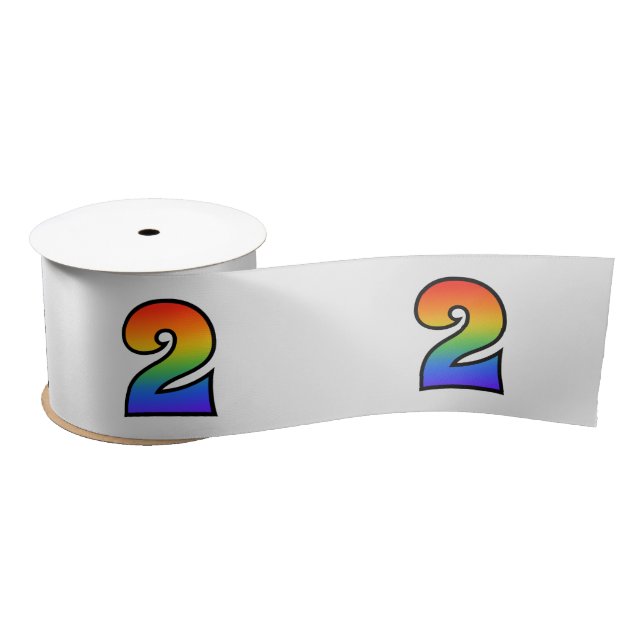 Spaß, Regenbogenmuster "2" Ereignisnummer (grau) Satinband (Spule)