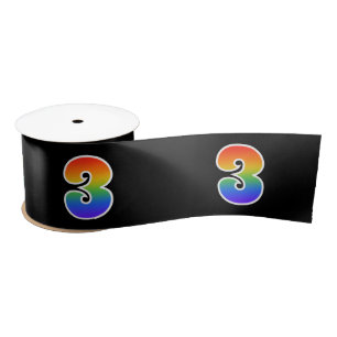 Spaß, Regenbogenmuster "3" Ereignisnummer (schwarz Satinband