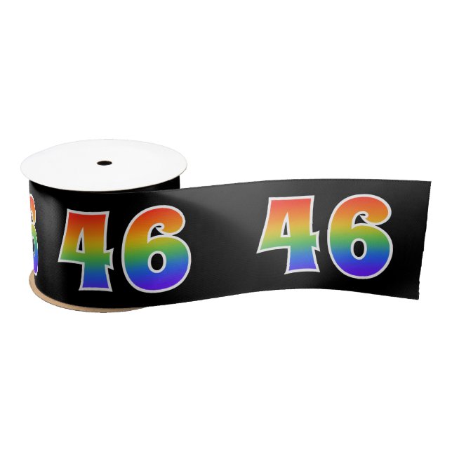 Spaß, Regenbogenmuster "46" Ereignisnummer (schwar Satinband (Spule)