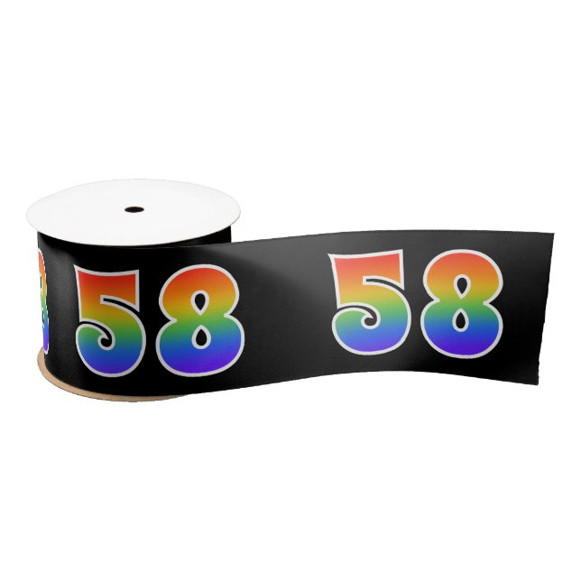 Spaß, Regenbogenmuster "58" Ereignisnummer (schwar Satinband (Spule)