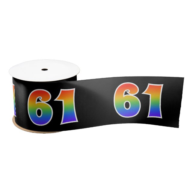 Spaß, Regenbogenmuster "61" Ereignisnummer (schwar Satinband (Spule)