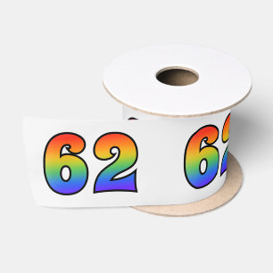 Spaß, Regenbogenmuster "62" Ereignisnummer (Grau) Satinband