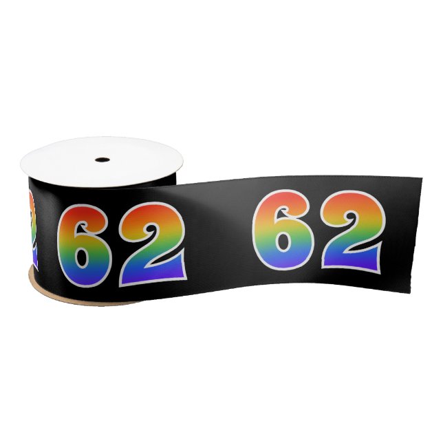 Spaß, Regenbogenmuster "62" Ereignisnummer (schwar Satinband (Spule)