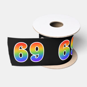 Spaß, Regenbogenmuster "69" Ereignisnummer (schwar Satinband