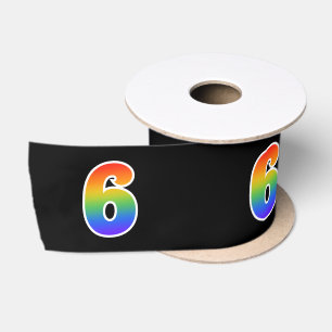 Spaß, Regenbogenmuster "6" Ereignisnummer (schwarz Satinband
