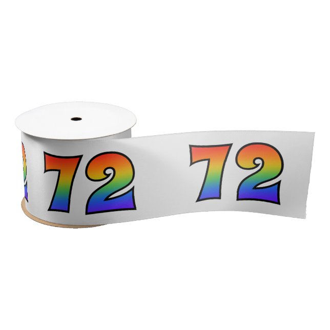 Spaß, Regenbogenmuster "72" Ereignisnummer (grau) Satinband (Spule)