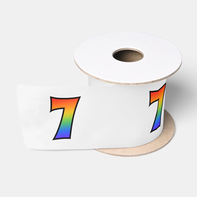 Spaß, Regenbogenmuster "7" Ereignisnummer (grau) Satinband (Spule)