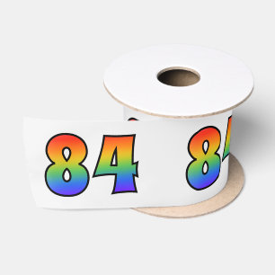 Spaß, Regenbogenmuster "84" Ereignisnummer (Grau) Satinband
