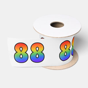 Spaß, Regenbogenmuster "88" Ereignisnummer (Grau) Satinband